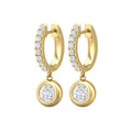 Round Cut Bezel Setting Diamond Earring Hoop Style In 18K Yellow Gold - DG & Co. Jewellery