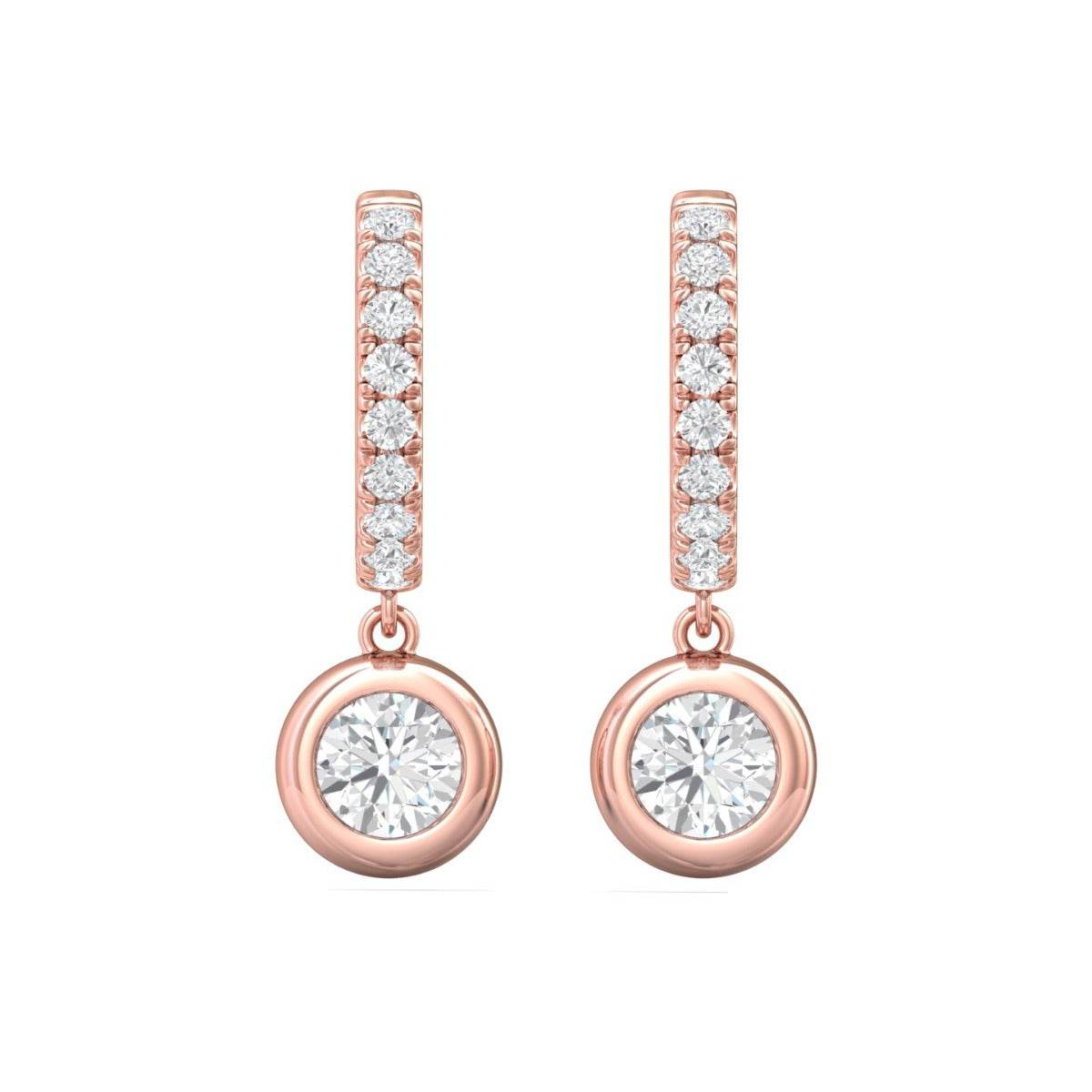 Bezel Set 1.75CT Lab Grown Diamond Hoop Earrings Pave Set Loop Stone In 18K Rose Gold - DG & Co. Jewellery