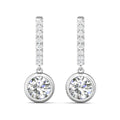 2.00CT Centre Stone Hoop Diamond Earring Round Cut Bezel Setting Centre Stone Pave Setting Side Stone in 18K White Gold - DG & Co. Jewellery