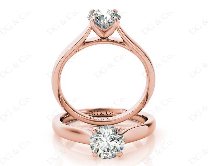 Round Cut Solitaire Four Claws Diamond Engagement Ring in 18K Rose – DG ...