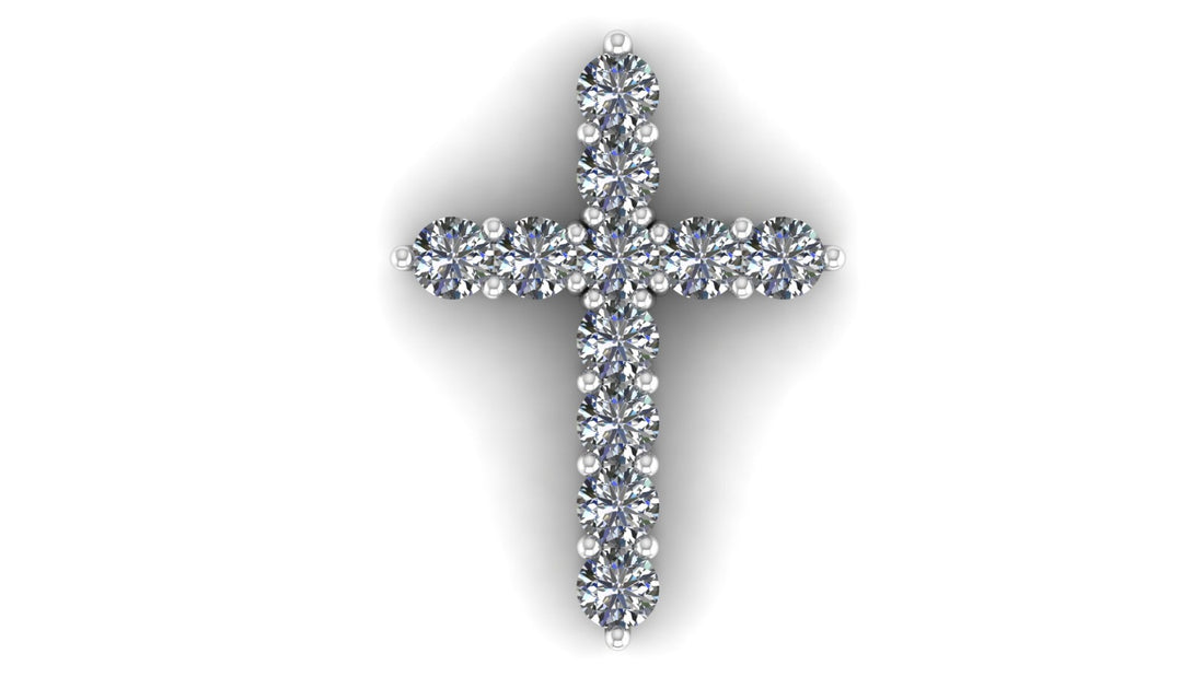 1.50CT Lab Crown Diamond Classic Cross Pendant Pave Setting in 18K White Gold