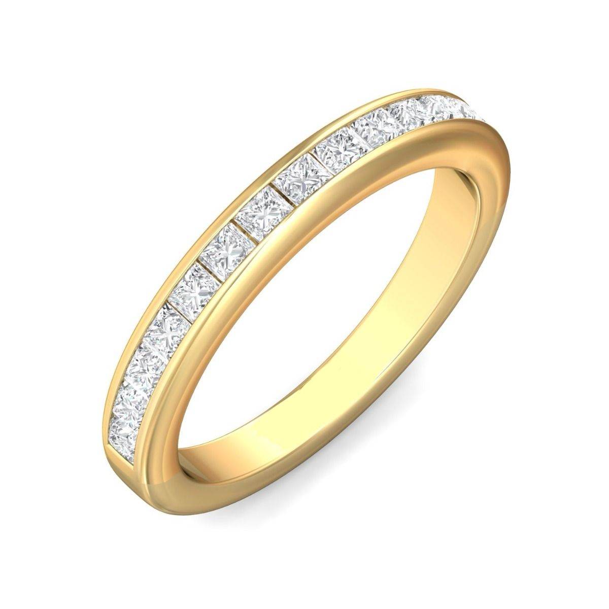Channel Set Women's Princess Cut Diamond Wedding Ring In 18K Yellow Gold - DG & Co. Jewellery