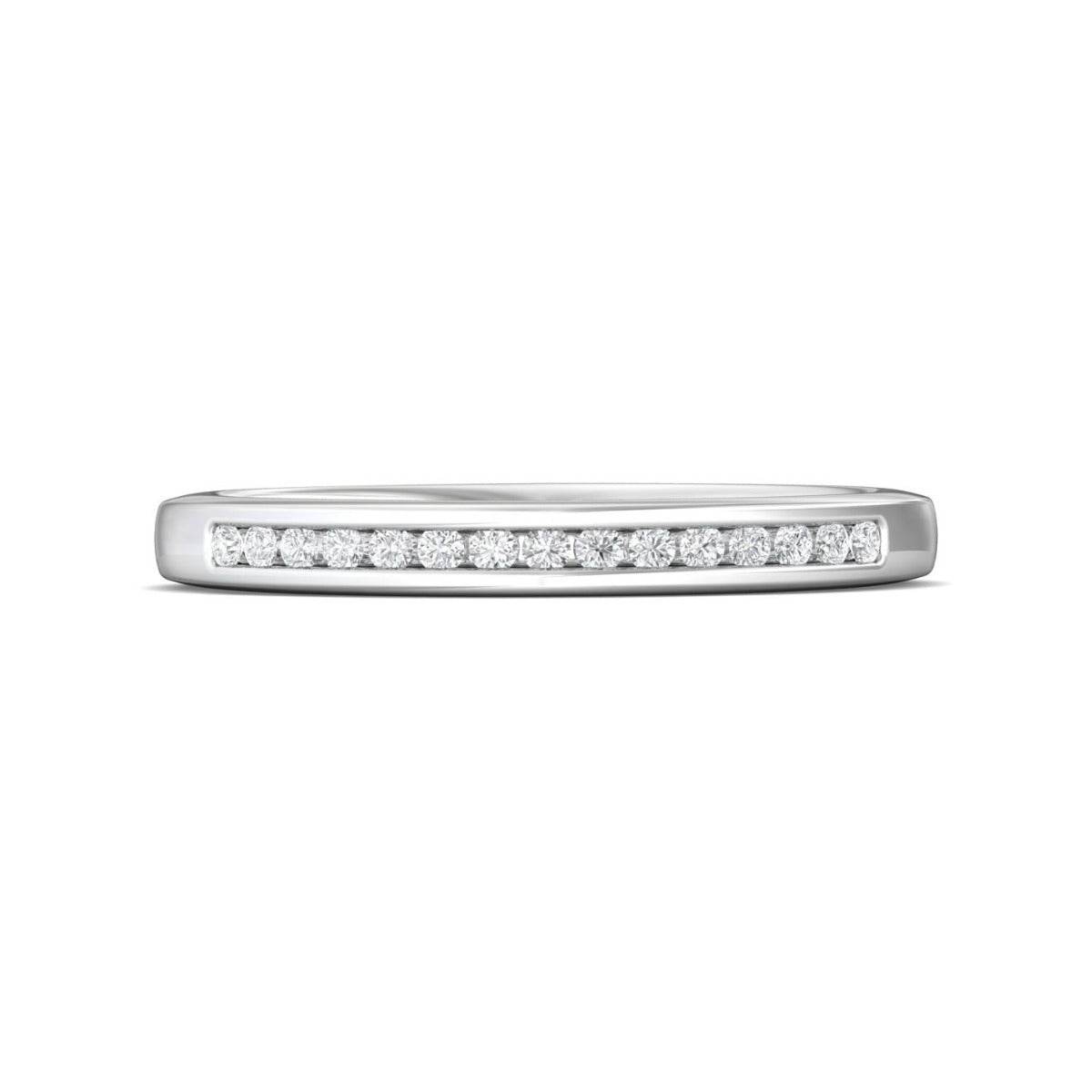Channel Setting Flat Profile Diamond Wedding Ring Shiny Finish In 18K White Gold - DG & Co. Jewellery