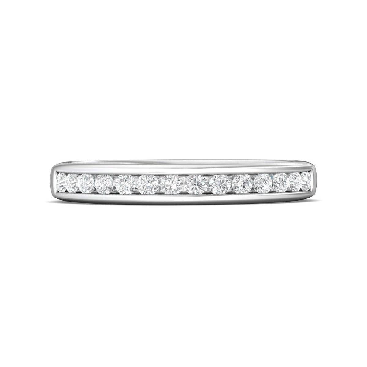 Channel Set Shiny Finish Comfort Fit Diamond Wedding Ring In 18K White Gold - DG & Co. Jewellery