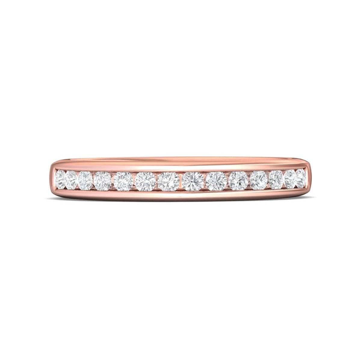 Women Wedding Ring Round Cut Diamonds Channel Setting Comfort fit In 18K Rose Gold - DG & Co. Jewellery