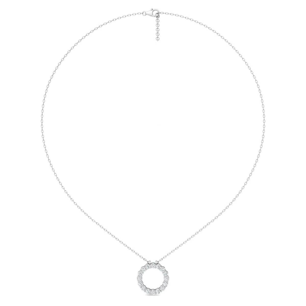 Eternity Circle Lab Grown Diamond Pendant Share Prong Setting In 18K White Gold - DG & Co. Jewellery