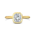 Cushion Cut Bezel Setting Diamond Engagement Ring In a Plain Knife Edge Band - 18K Yellow - DG & Co. Jewellery