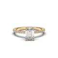 Emerald Cut 4 Claws Diamond Engagement Ring Pave Setting Side stones in 18K Yellow Gold -18K Yellow - DG & Co. Jewellery