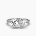 Pear & Round Diamond Two-Stone Engagement Ring Claw Setting Centre Stone Pave Setting Side Stone In18k White Gold - DG & Co. Jewellery