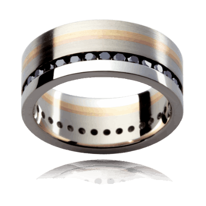 18K White Gold Black Diamond Gents Wedding Ring Channel Set (8.00MM) - DG & Co. Jewellery