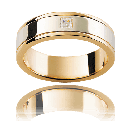 18K White And Yellow Gold Gents Diamond Wedding Band - DG & Co. Jewellery
