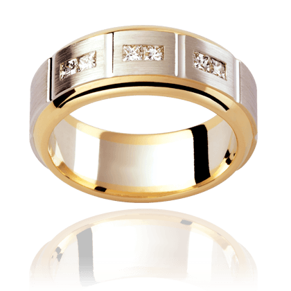 9 Karat Diamond Gents Wedding Band Princess Cut Burnish Setting Emery and Fine Finish - DG & Co. Jewellery
