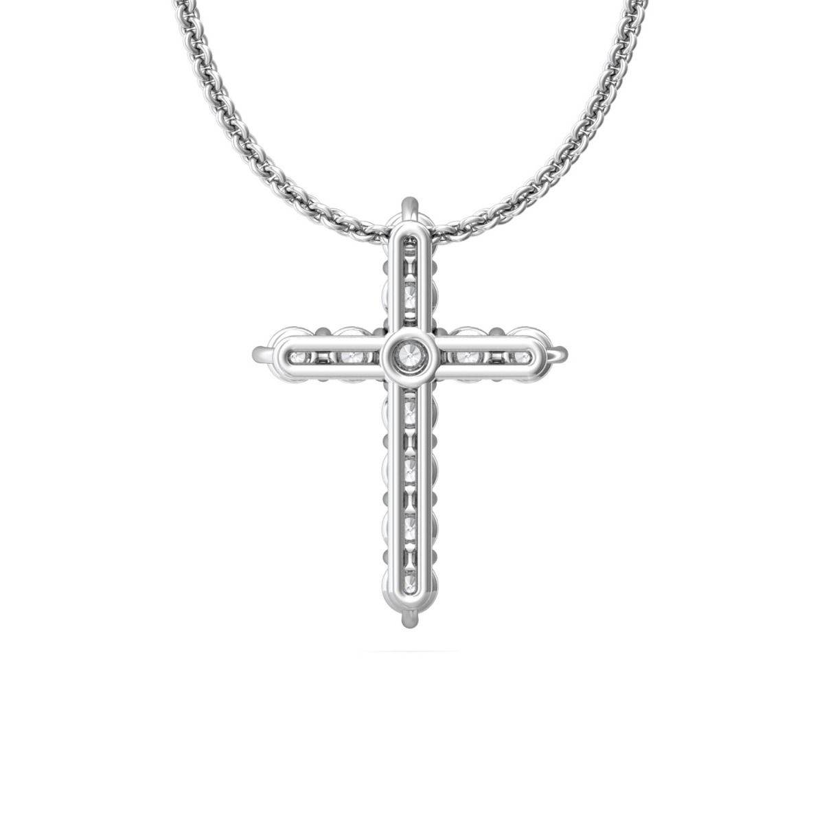 1.00CT Lab Grown Diamond Cross Pendant Pave Setting In 18K White Gold - DG & Co. Jewellery