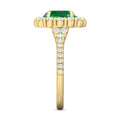 Emerald Diamond Halo Engagement Ring Oval Cut 4 Claw Setting In 18K Yellow Gold - DG & Co. Jewellery