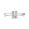 Emerald Cut Solitaire Diamond Engagement Ring 4 Claw Setting In a Plain Half Round Shape Band - Platinum - DG & Co. Jewellery