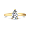 Pear Shape Cut Solitaire Diamond Engagement Ring 5 Claw Setting In a Plain Half Round Shape Band - 18K Yellow - DG & Co. Jewellery