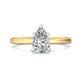 Pear Shape Cut Solitaire Diamond Engagement Ring 5 Claw Setting In a Plain Half Round Shape Band - 18K Yellow - DG & Co. Jewellery