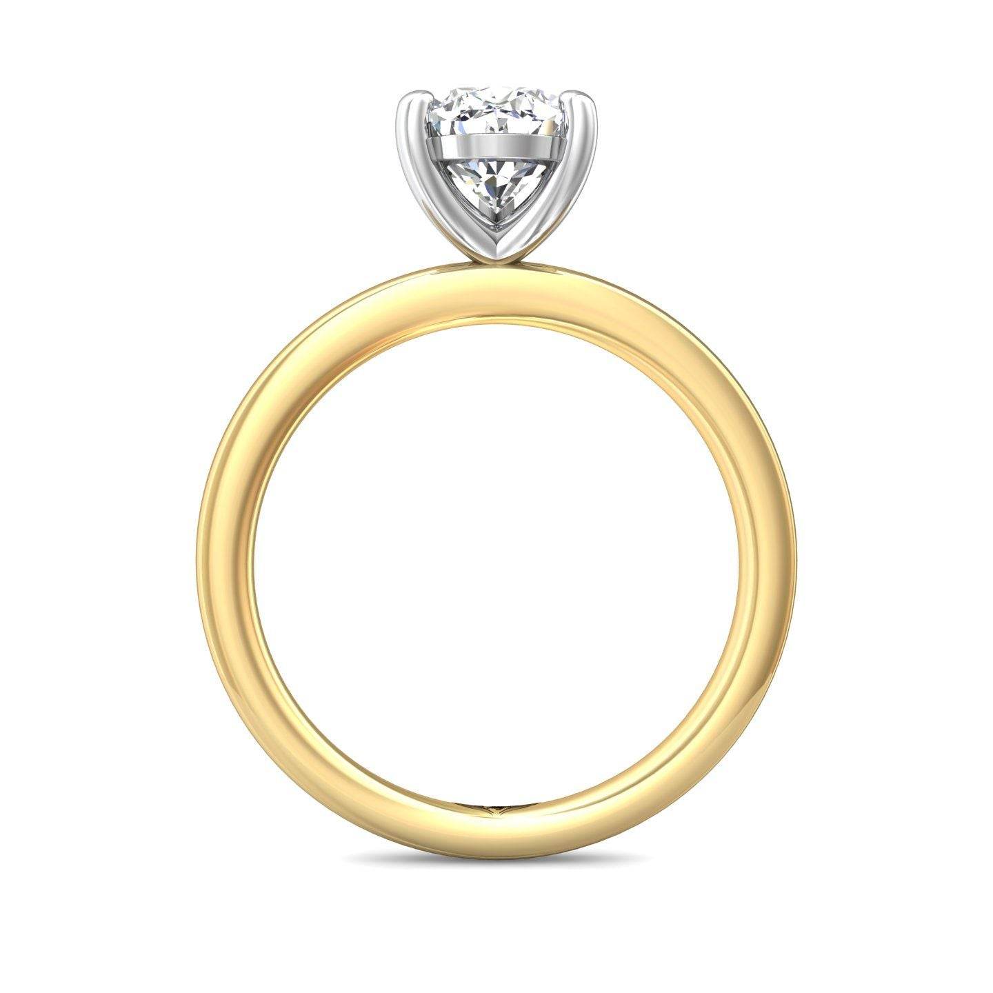 Pear Shape Cut Solitaire Diamond Engagement Ring 5 Claw Setting In a Plain Half Round Shape Band - 18K Yellow - DG & Co. Jewellery