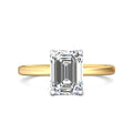 Emerald Cut Solitaire Diamond Engagement Ring 4 Claw Setting In a Plain round Shape Band - DG & Co. Jewellery