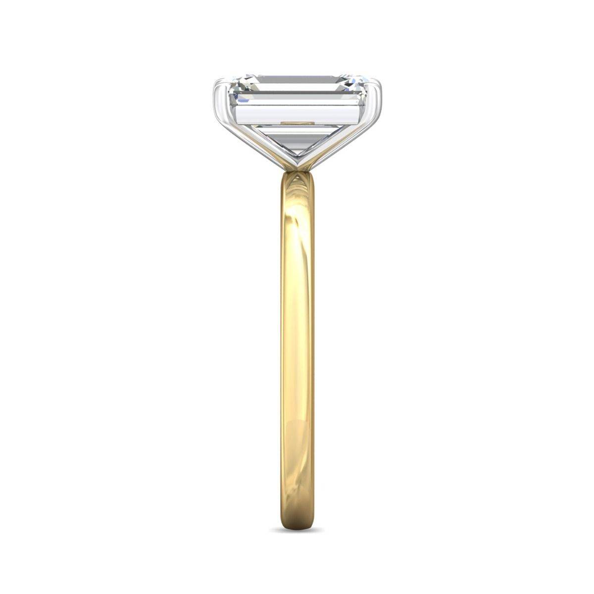 Emerald Cut Solitaire Diamond Engagement Ring 4 Claw Setting In a Plain round Shape Band - DG & Co. Jewellery