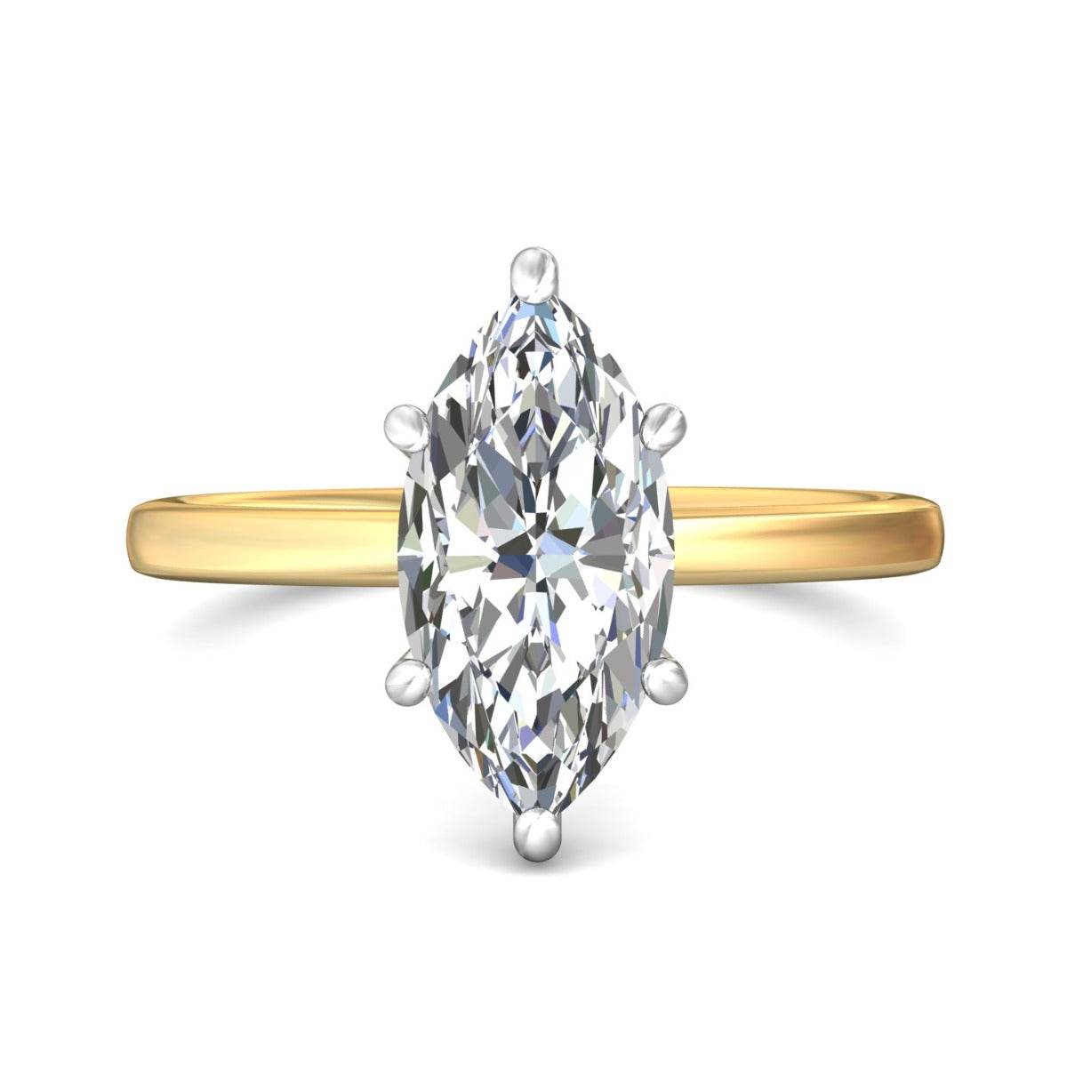Marquise Cut Solitaire Diamond Engagement Ring 6 Claw Setting In a Plain round Shape Band - DG & Co. Jewellery
