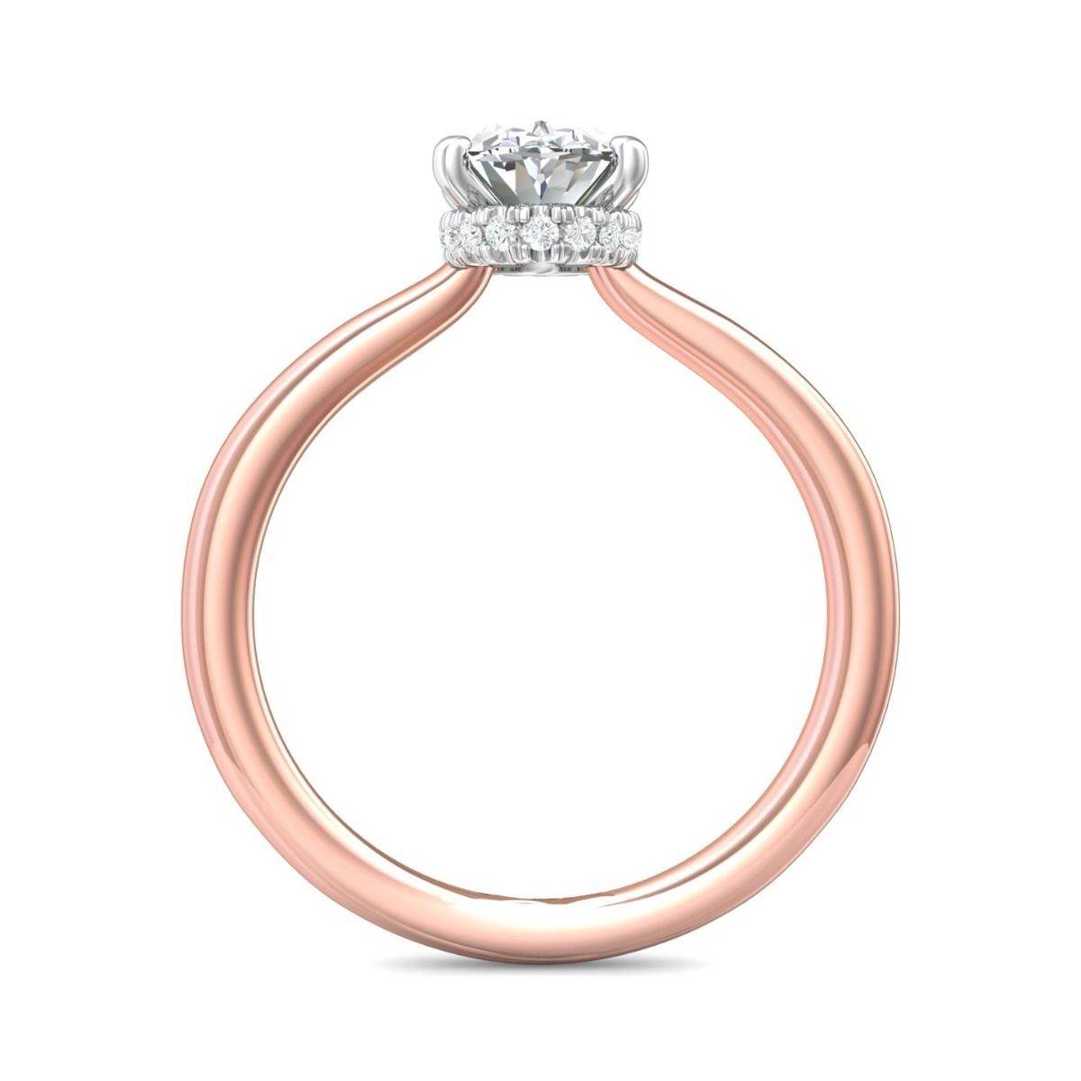 Oval Cut Solitaire & Hidden Halo Two-Tone Diamond Engagement Ring In 18K Rose And White Gold - DG & Co. Jewellery