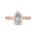 Pear Shape Cut Bezel Setting Diamond Engagement Ring In a Plain Knife Edge Band - 18K Rose - DG & Co. Jewellery