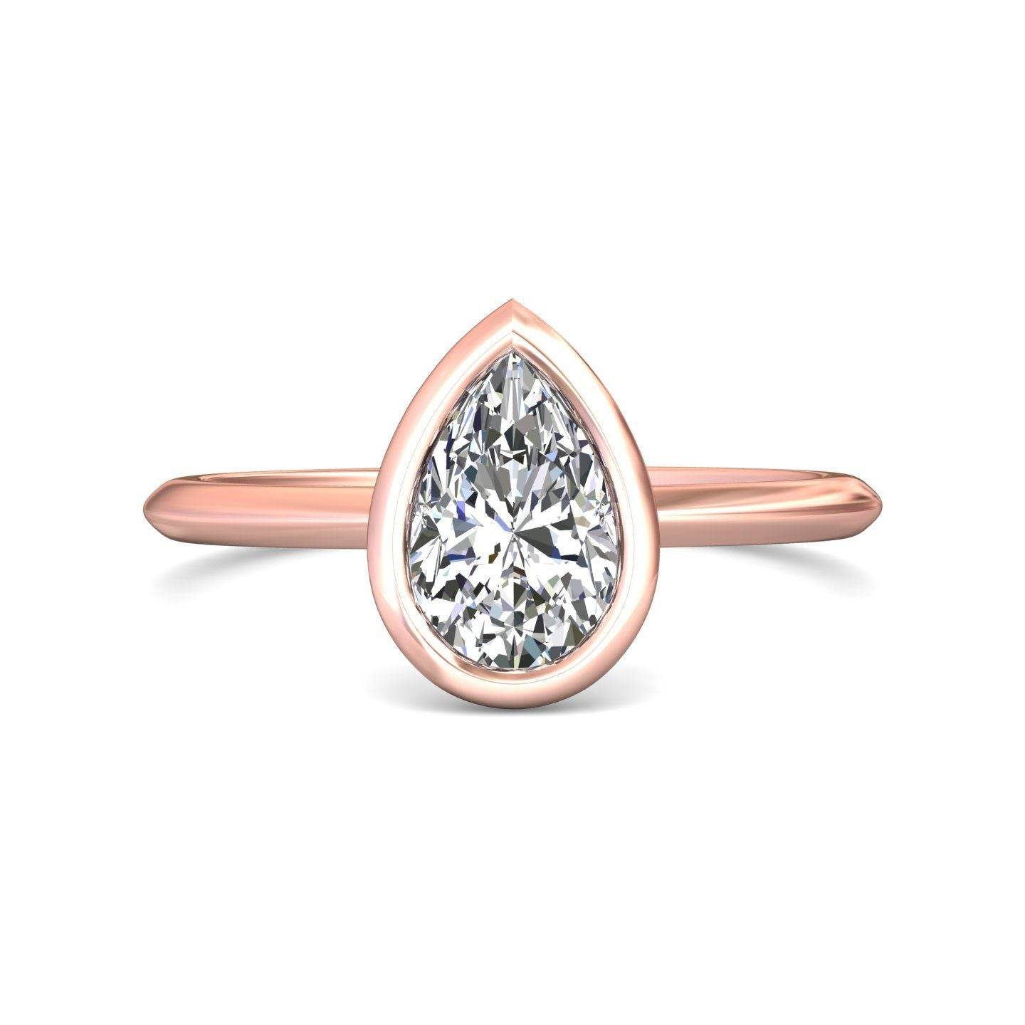 Pear Shape Cut Bezel Setting Diamond Engagement Ring In a Plain Knife Edge Band - 18K Rose - DG & Co. Jewellery