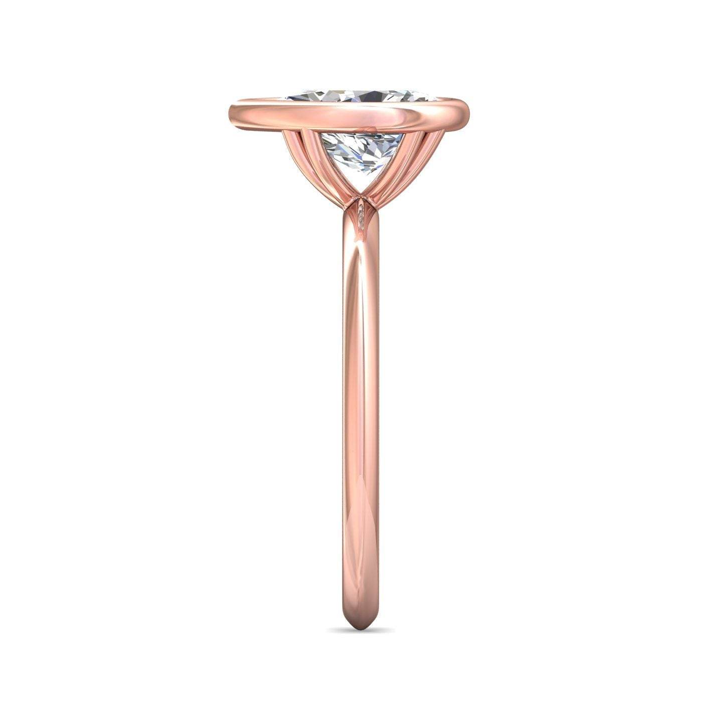 Pear Shape Cut Bezel Setting Diamond Engagement Ring In a Plain Knife Edge Band - 18K Rose - DG & Co. Jewellery