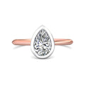 Pear Shape Cut Bezel Setting Diamond Engagement Ring In a Plain Knife Edge Band - 18K Rose - DG & Co. Jewellery