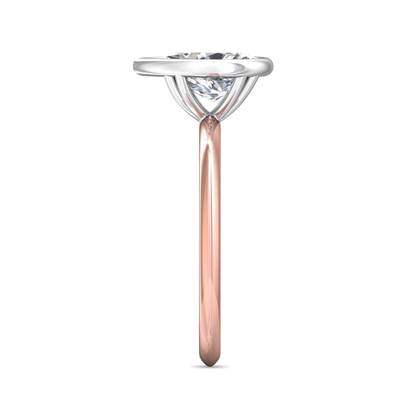 Pear Shape Cut Bezel Setting Diamond Engagement Ring In a Plain Knife Edge Band - 18K Rose - DG & Co. Jewellery
