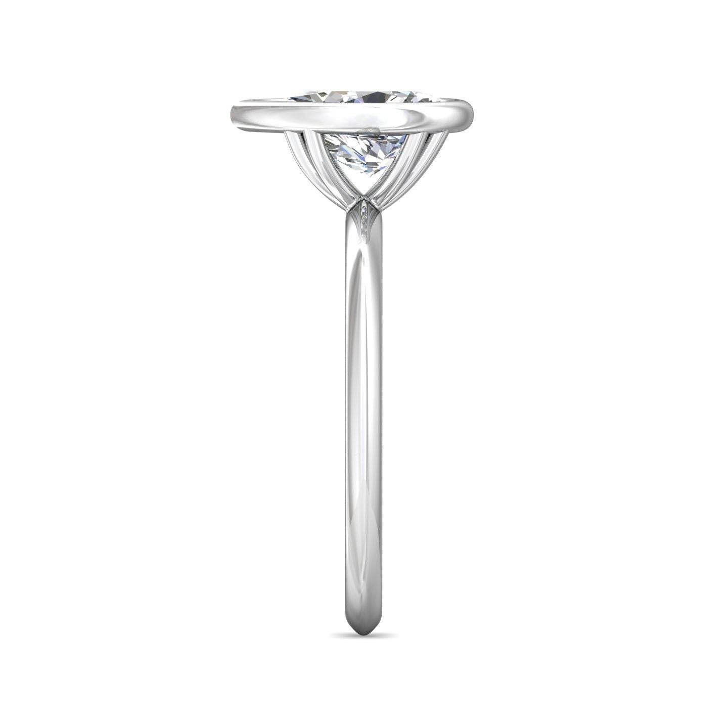 Pear Shape Cut Bezel Setting Diamond Engagement Ring In a Plain Knife Edge Band - 18K White - DG & Co. Jewellery