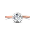 Bezel Setting Round Brilliant Cut Diamond Engagement Ring In a Plain Knife Edge Band-18K Rose - DG & Co. Jewellery