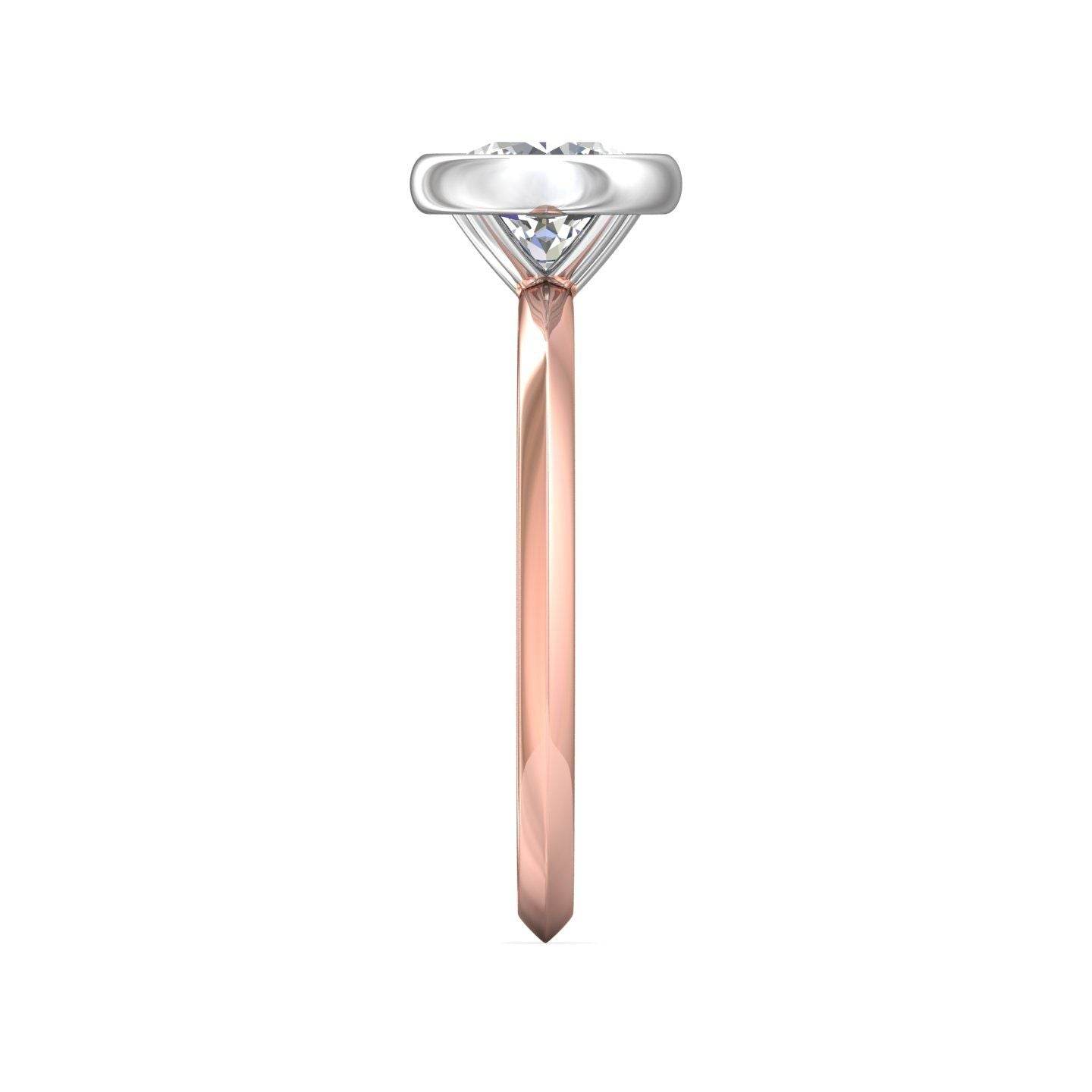 Bezel Setting Round Brilliant Cut Diamond Engagement Ring In a Plain Knife Edge Band-18K Rose - DG & Co. Jewellery