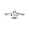 Bezel Setting Round Brilliant Cut Diamond Engagement Ring In a Plain Knife Edge Band-18K White - DG & Co. Jewellery