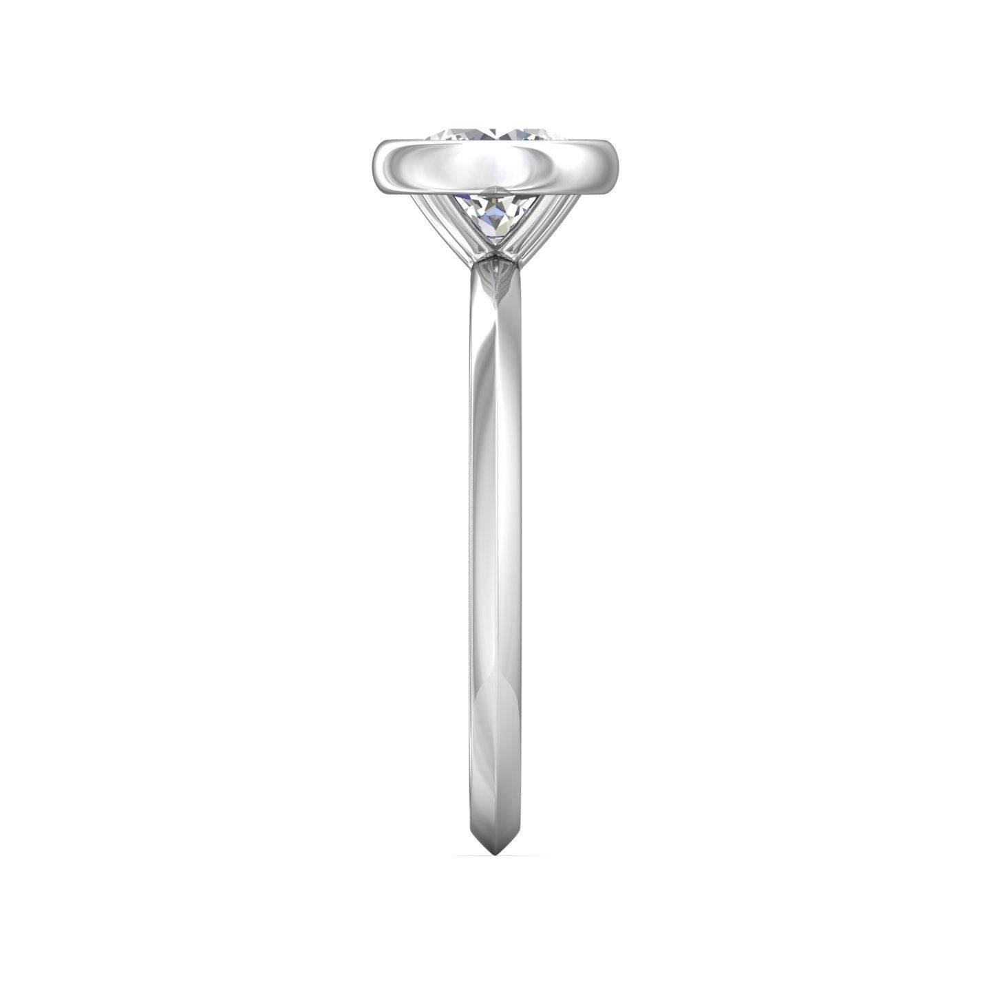Bezel Setting Round Brilliant Cut Diamond Engagement Ring In a Plain Knife Edge Band-18K White - DG & Co. Jewellery