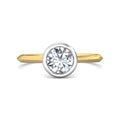 Bezel Setting Round Brilliant Cut Diamond Engagement Ring In a Plain Knife Edge Band-18K Yellow - DG & Co. Jewellery