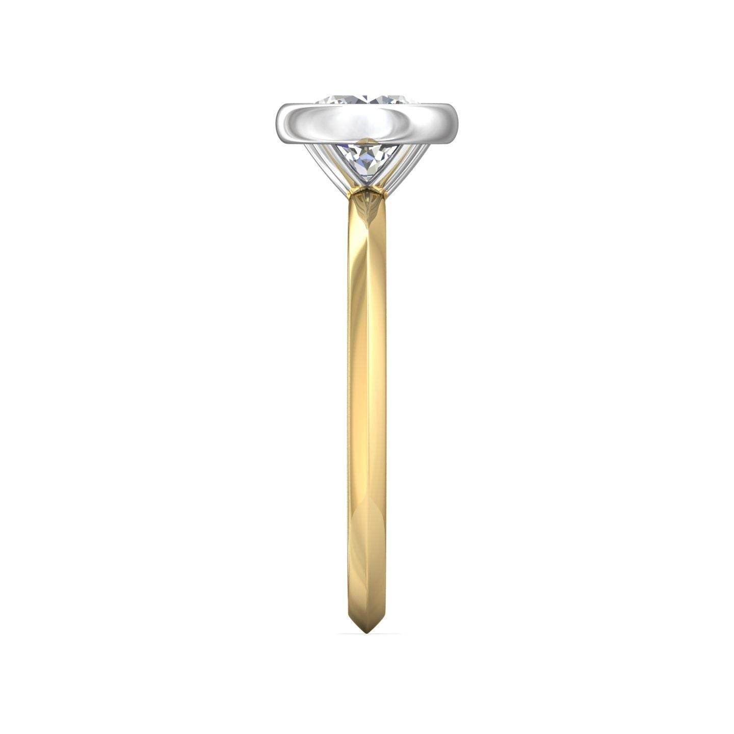 Bezel Setting Round Brilliant Cut Diamond Engagement Ring In a Plain Knife Edge Band-18K Yellow - DG & Co. Jewellery