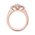 Oval Cut Trilogy 3 Stones Diamond Ring with Oval Cut Side Stones Claw Setting - 18K Rose - DG & Co. Jewellery