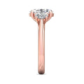 Oval Cut Trilogy 3 Stones Diamond Ring with Oval Cut Side Stones Claw Setting - 18K Rose - DG & Co. Jewellery