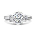 Oval Cut Trilogy 3 Stones Diamond Ring with Oval Cut Side Stones Claw Setting - Platinum - DG & Co. Jewellery