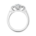 Oval Cut Trilogy 3 Stones Diamond Ring with Oval Cut Side Stones Claw Setting - 18K White - DG & Co. Jewellery