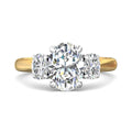 Oval Cut Trilogy 3 Stones Diamond Ring with Oval Cut Side Stones Claw Setting - 18K Yellow - DG & Co. Jewellery