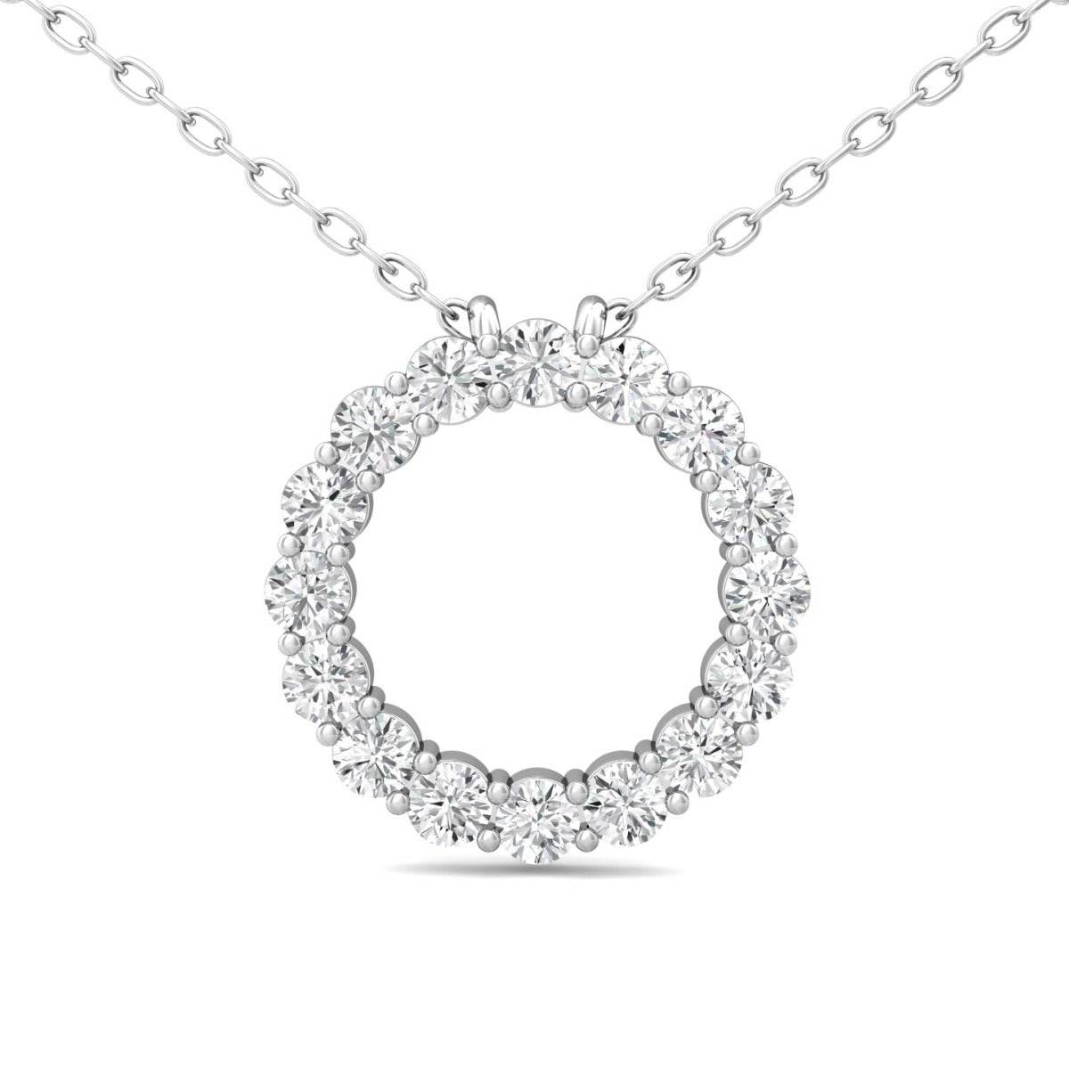 Eternity Circle Lab Grown Diamond Pendant Share Prong Setting In 18K White Gold - DG & Co. Jewellery