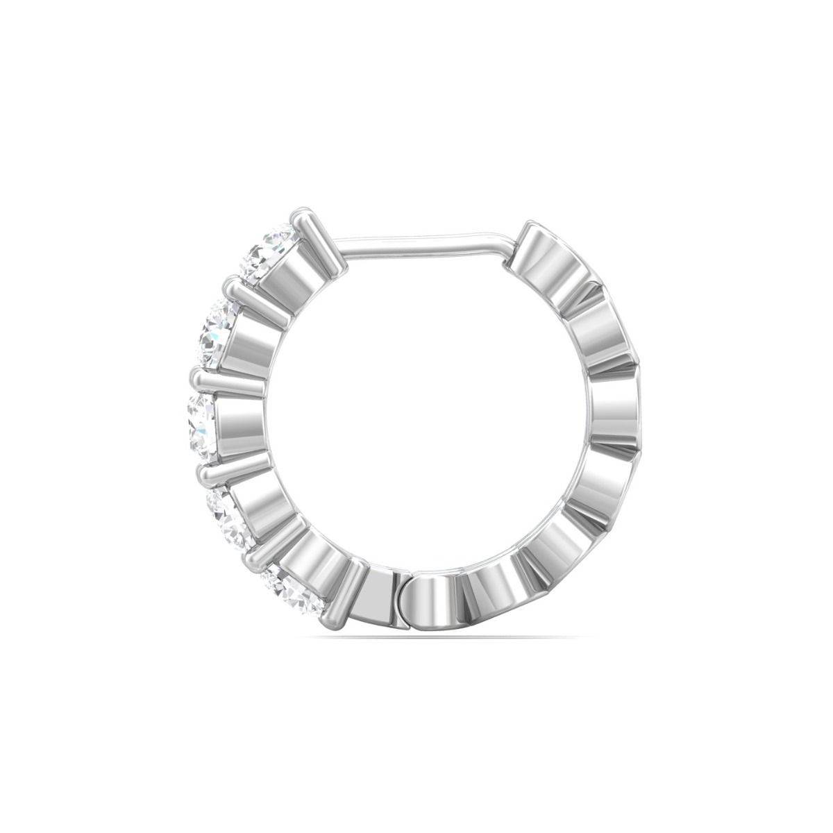 Hoop Diamond Earrings Round Cut Diamonds Share Claw Setting In 18K White Gold - DG & Co. Jewellery