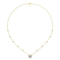 Halo Diamond Necklace Emerald Cut Four Claw Setting Adjustable Chain In 18K Yellow Gold - DG & Co. Jewellery