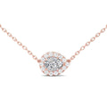 1.00CT Pear Shape Halo Pendant Necklace Lab Grown Diamond 3 Claw Setting with Adjustable Curb Link Chain In 18K Rose Gold - DG & Co. Jewellery