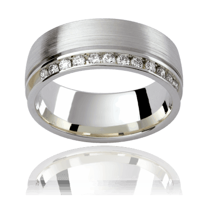 18K White and Rose Gold (8.00MM) Diamond wedding band Channel Setting - DG & Co. Jewellery