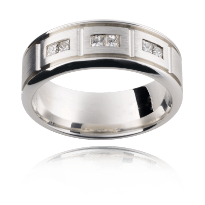 9 Karat Diamond Gents Wedding Band Princess Cut Burnish Setting Emery and Fine Finish - DG & Co. Jewellery