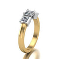 Princess Cut Trilogy 3 stone 4 Claw Set Centre Stone Bezel Set Side Stones In 18K Yellow And White Gold - DG & Co. Jewellery